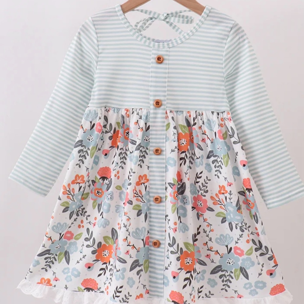 Floral Striped Kids Dress
